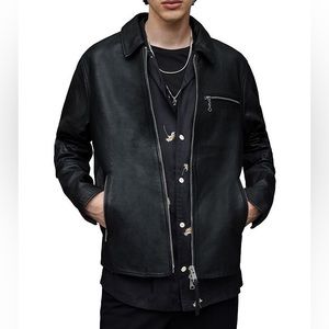 NWT All Saints Brett Leather Jacket with Zippers Unisex